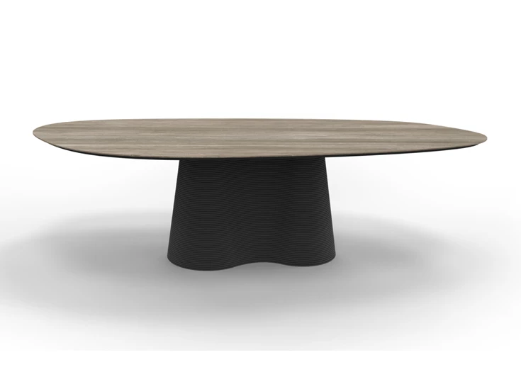 Zijkant Eettafel Coral niervorm blad keramiek Mdi Geo Gris Willisau Edition