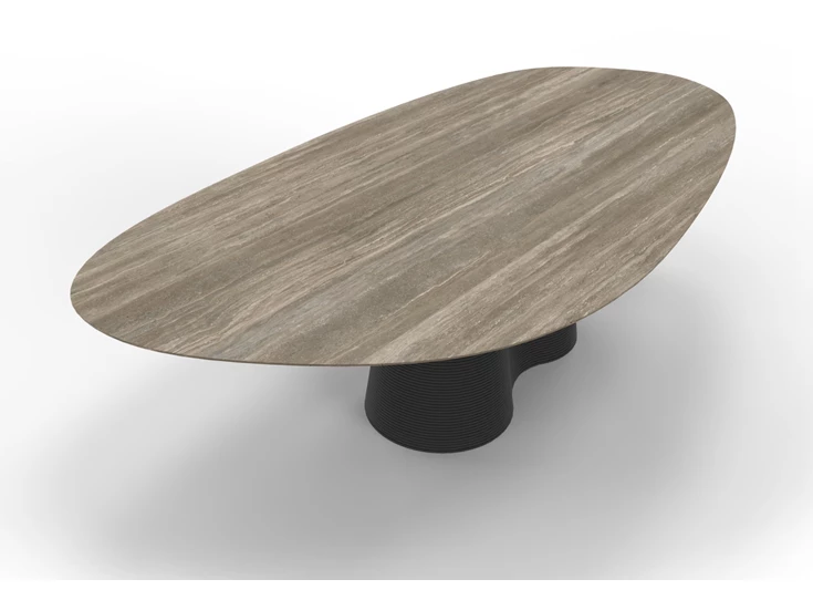 Gedraaid Eettafel Coral niervorm blad keramiek Mdi Geo Gris Willisau Edition