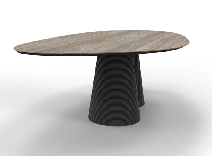 Front Eettafel Coral niervorm blad keramiek Mdi Geo Gris Willisau Edition