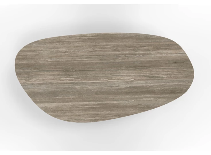 Bovenkant organisch Eettafel Coral niervorm blad keramiek Mdi Geo Gris Willisau Edition