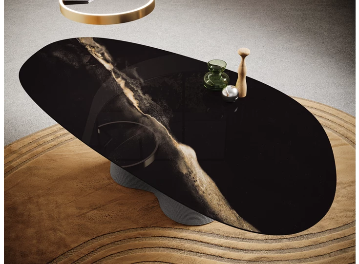 Bovenkant Eettafel Coral niervorm blad MVi glas Moon Willisau Edition