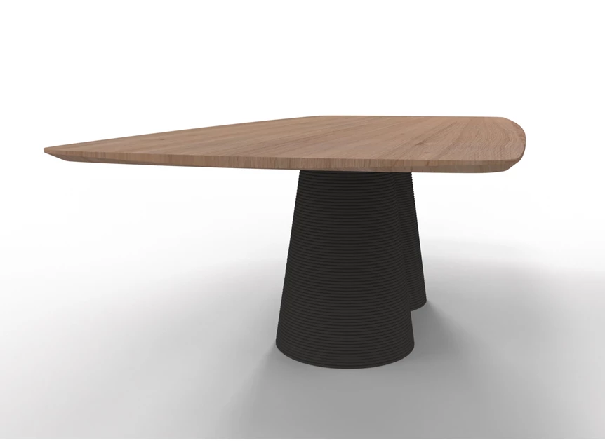 Onderstel 3d-print Eettafel Coral bootvormig blad eik natuur Willisau Edition