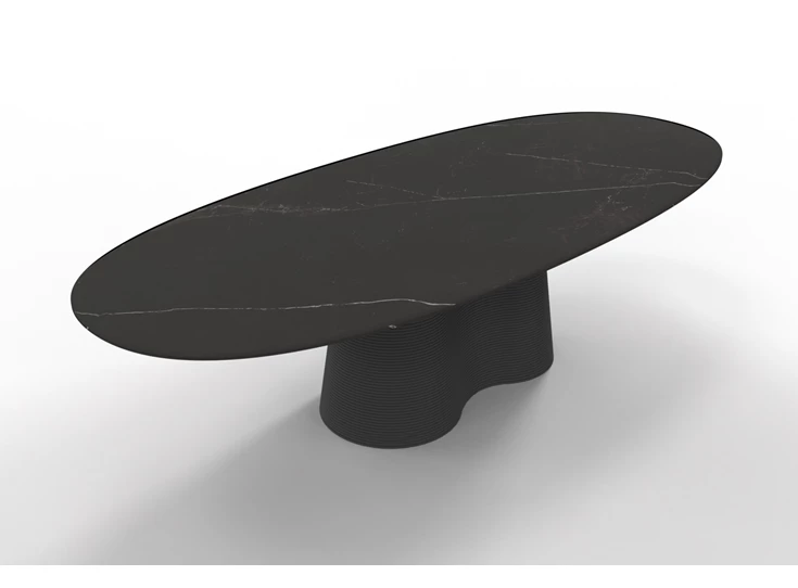 Bovenkant Eettafel Coral ovaal Mdi Storm Negro Willisau Edition