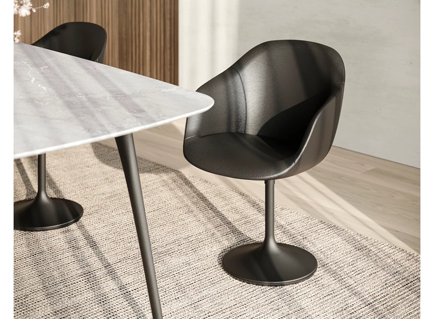 Armstoel Nido leder zwart Central Base Joli