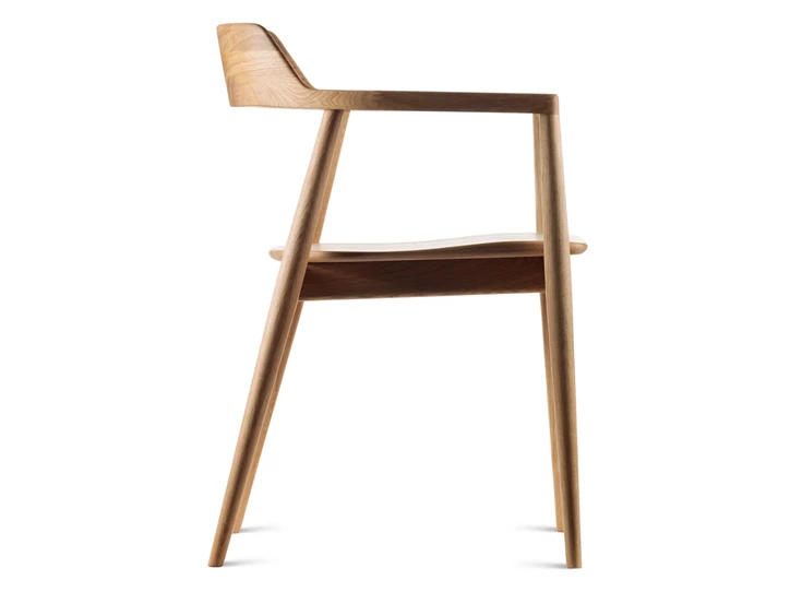 Zijkant Armstoel Motti Wood massief hout eik naturel Estetica Home