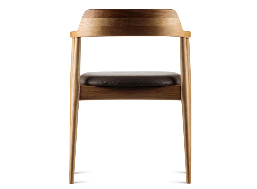 Achterkant Armstoel Motti massief hout eik naturel leder bruin Estetica Home