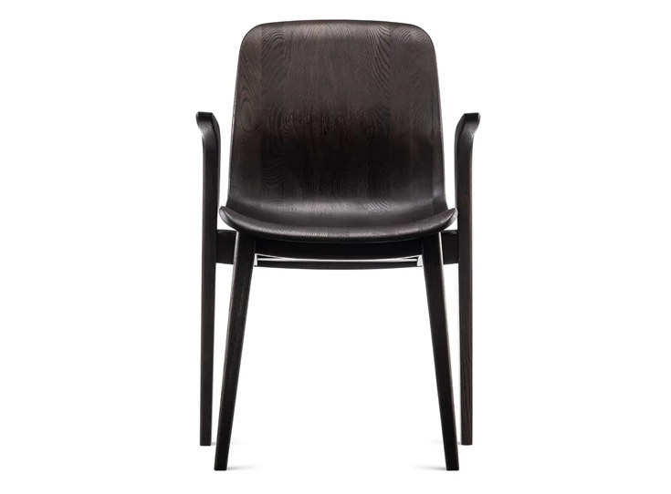 Front Armstoel Monti Wood massief eik donkerbruin Estetica Home