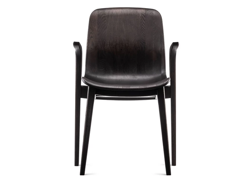 Front Armstoel Monti Wood massief eik donkerbruin Estetica Home