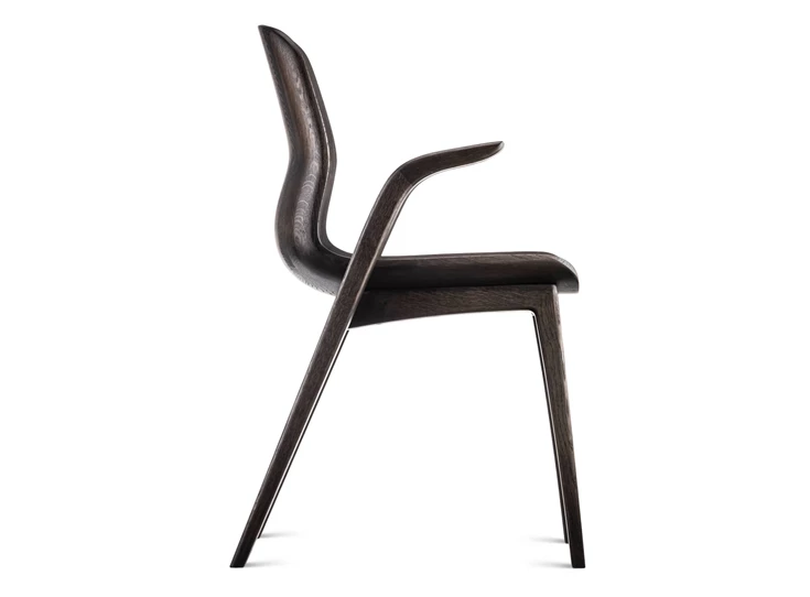 Zijkant Armstoel Monti Wood massief eik donkerbruin Estetica Home