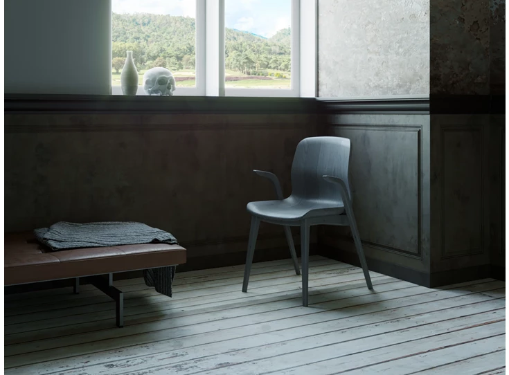 Sfeerfoto Armstoel Monti Wood massief eik donkerbruin Estetica Home