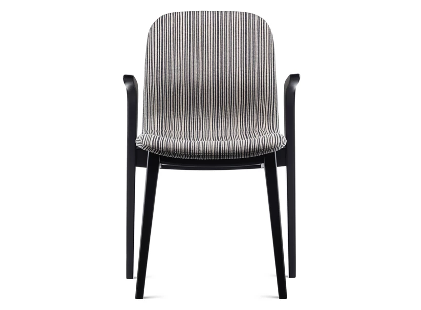 Front Armstoel Monti massief hout beuk zwart stof Estetica Home