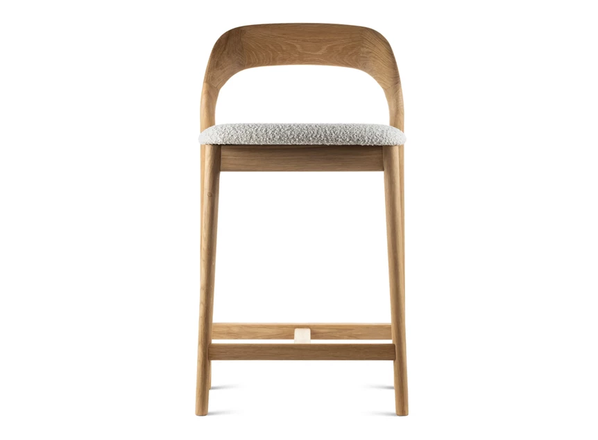 Front Lage barstoel Moly massief hout eik naturel stof wit Estetica Home