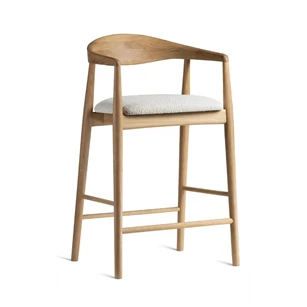 Barstoel Modalto massief hout eik naturel stof wit Estetica Home