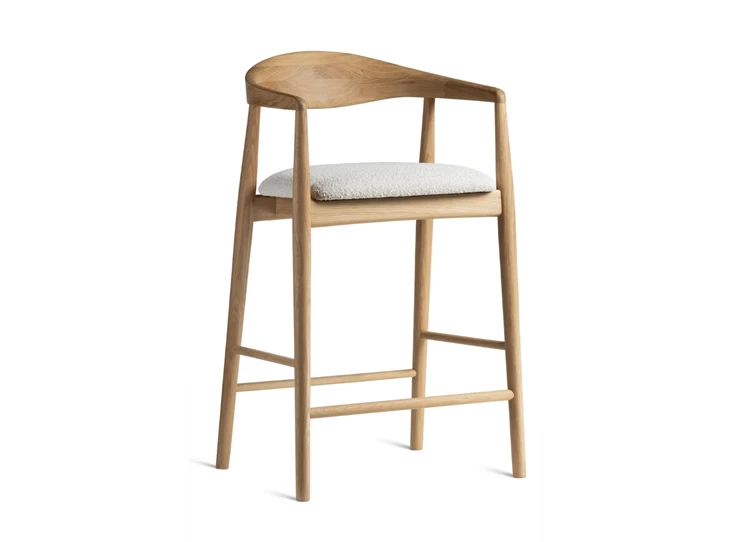 Barstoel Modalto massief hout eik naturel stof wit Estetica Home