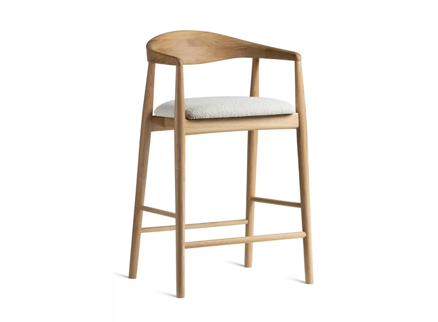 Barstoel Modalto massief hout eik naturel stof wit Estetica Home