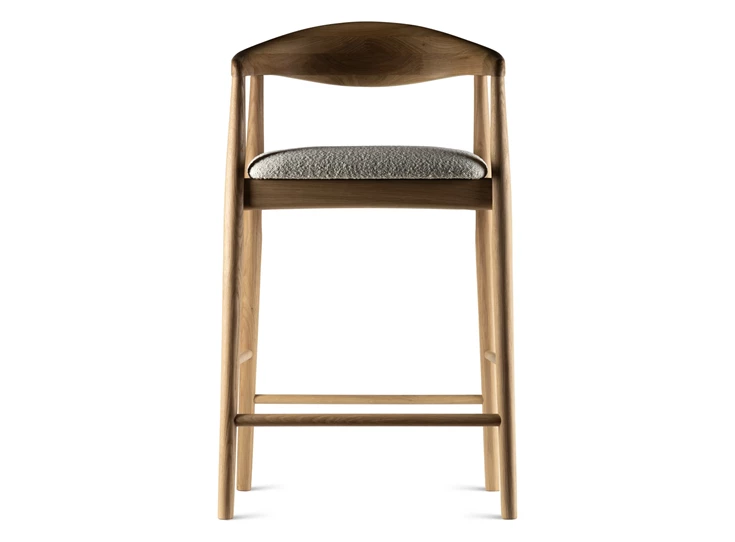 Front Barstoel Modalto massief hout eik naturel stof wit Estetica Home