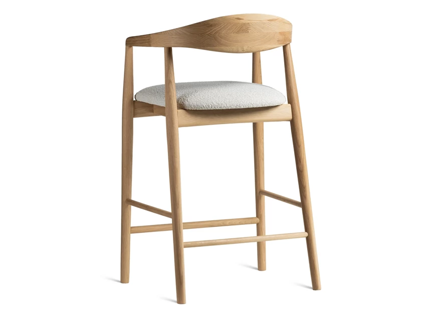 Achterkant Barstoel Modalto massief hout eik naturel stof wit Estetica Home