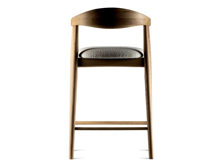 Rug Barstoel Modalto massief hout eik naturel stof wit Estetica Home