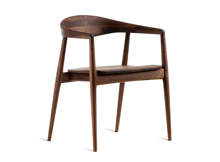 Armstoel Modalto Wood massief hout Amerikaans noot Estetica Home