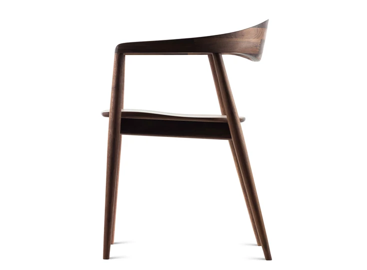 Zijkant Armstoel Modalto Wood massief hout Amerikaans noot Estetica Home