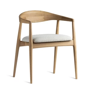 Armstoel Modalto massief hout eik naturel white wash stof wit Estetica Home