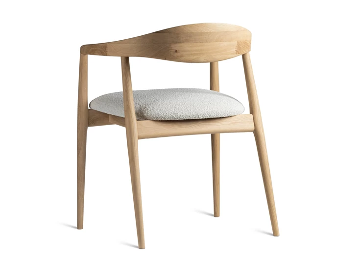 Achterkant Armstoel Modalto massief hout eik naturel white wash stof wit Estetica Home