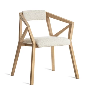 Armstoel Madox massief hout eik naturel stof beige Estetica Home