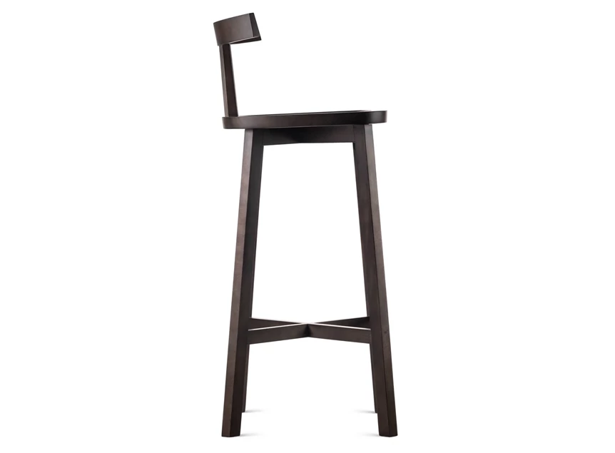 Zijkant Barstoel Grace massief hout beuk donkerbruin Estetica Home