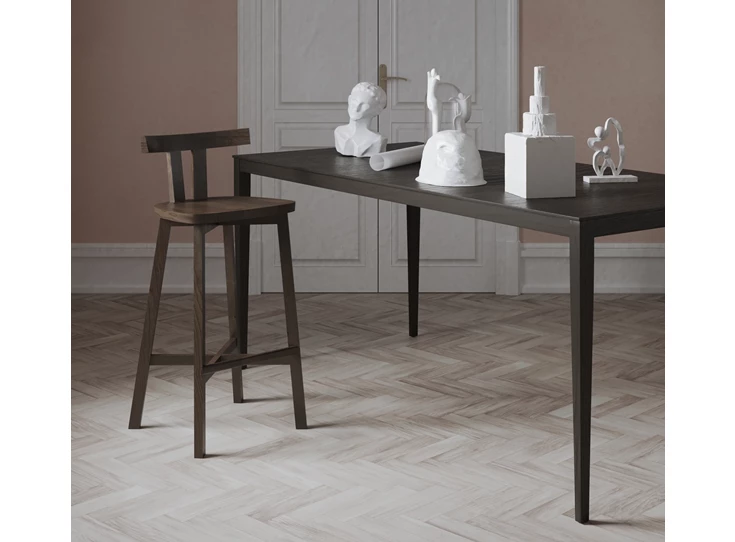 Sfeerfoto Barstoel Grace massief hout beuk donkerbruin Estetica Home