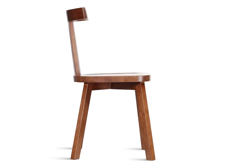 Zijkant Stoel Grace massief hout beuk nootbruin Estetica Home