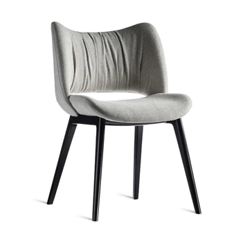 Eetkamerstoel Gio stof grijs houten poot beuk zwart Estetica Home