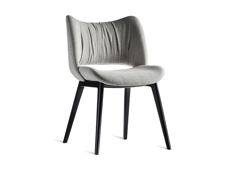 Eetkamerstoel Gio stof grijs houten poot beuk zwart Estetica Home
