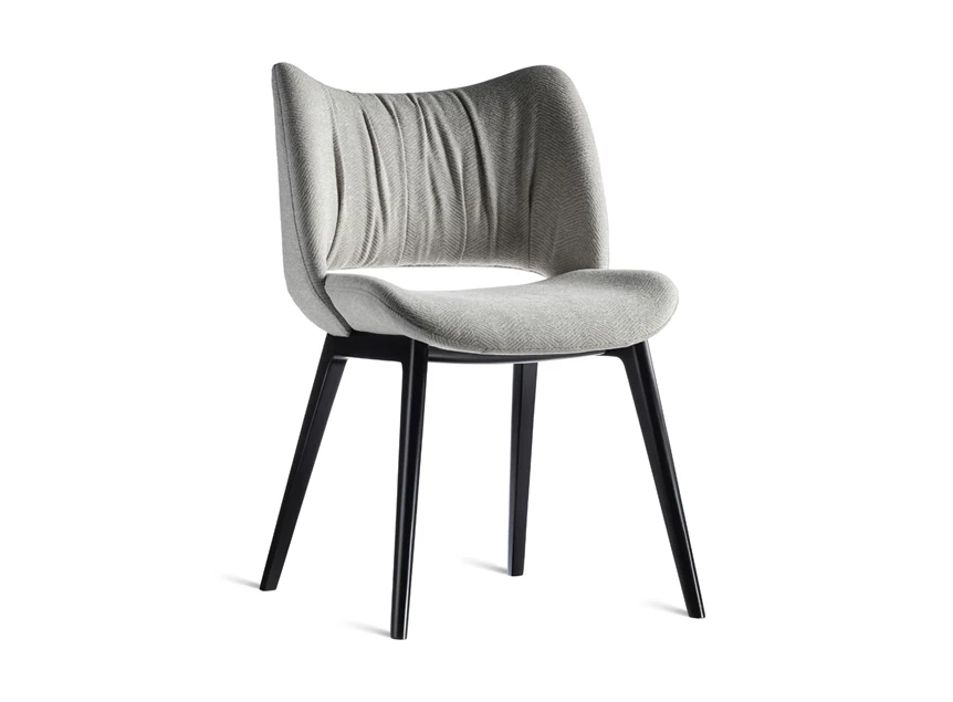 Eetkamerstoel Gio stof grijs houten poot beuk zwart Estetica Home