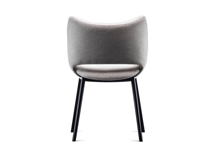 Achterkant Eetkamerstoel Gio stof grijs houten poot beuk zwart Estetica Home