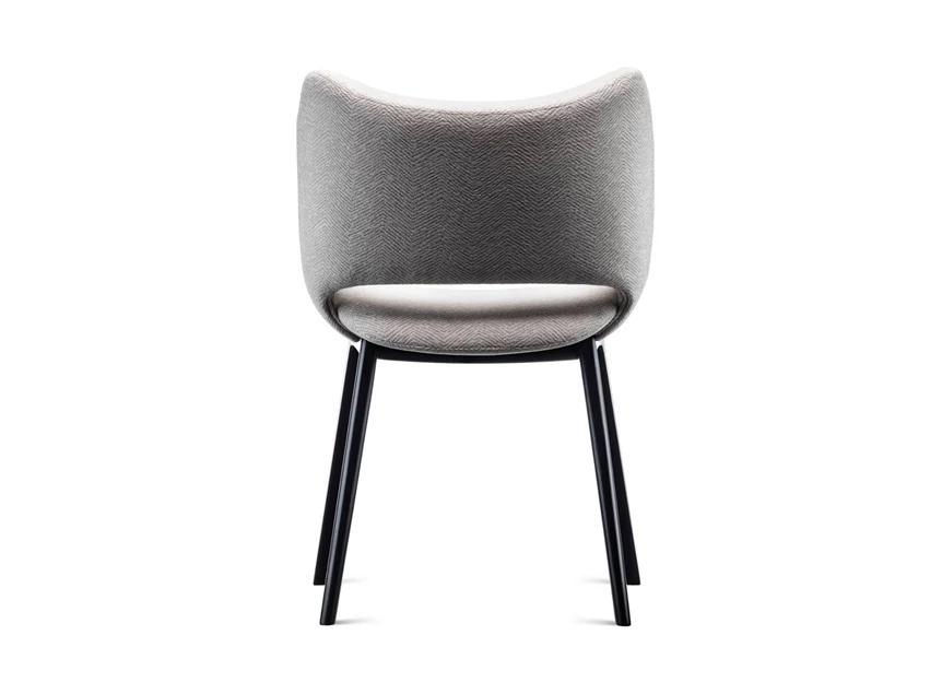 Achterkant Eetkamerstoel Gio stof grijs houten poot beuk zwart Estetica Home