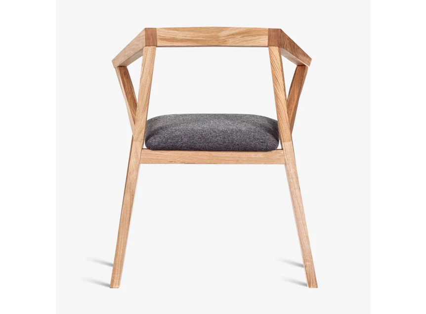 Achterkant Armstoel Geometric massief hout eik naturel stof grijs Estetica Home