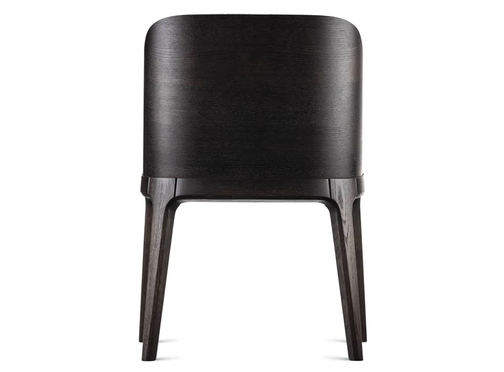 Achterkant Armstoel Fendi massief hout eik donkerbruin stof patroon wit zwart Estetica Home