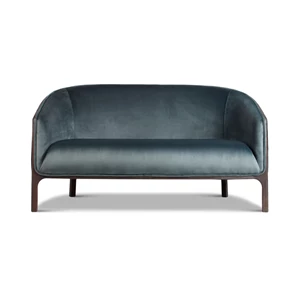 Canapé 2-zit Sofa Chairman stof velvet petrol frame massief hout eik bruin Estetica Home