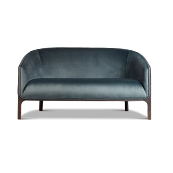 Canapé 2-zit Sofa Chairman stof velvet petrol frame massief hout eik bruin Estetica Home