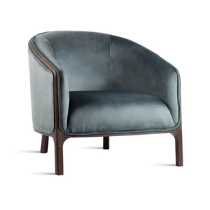 Bijzetzetel Chairman stof velvet petrol massief hout eik donkerbruin Estetica Home