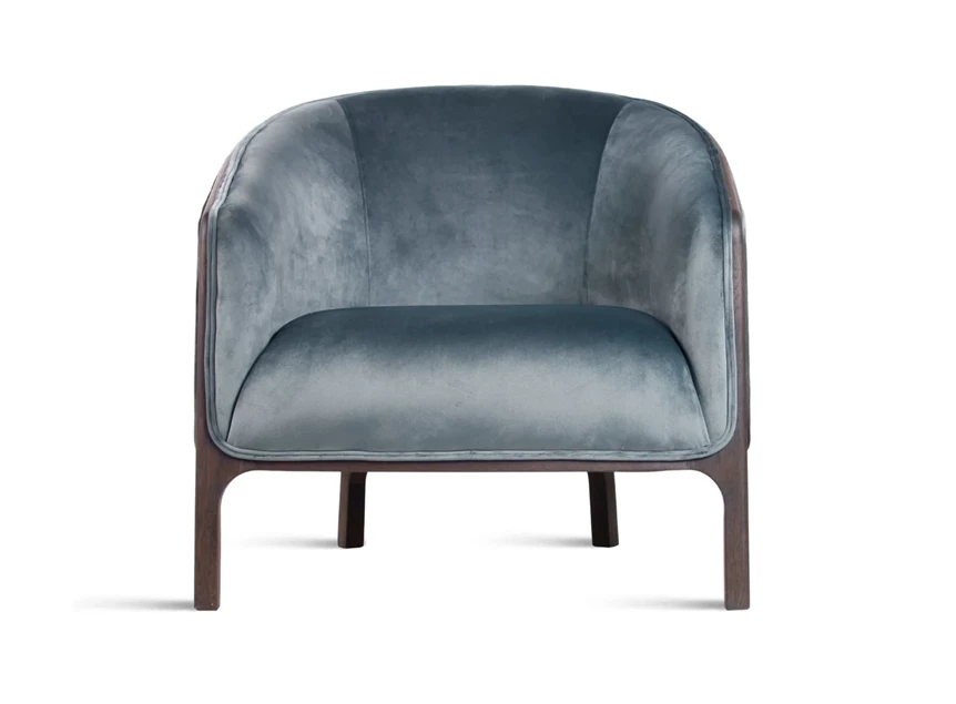 Front Bijzetzetel Chairman stof velvet petrol massief hout eik donkerbruin Estetica Home