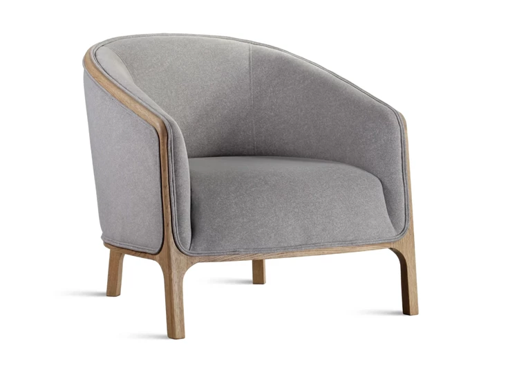 Bijzetzetel Chairman stof grijs massief hout eik naturel Estetica Home