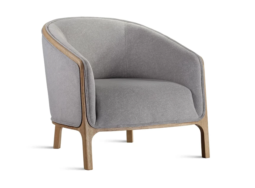 Bijzetzetel Chairman stof grijs massief hout eik naturel Estetica Home