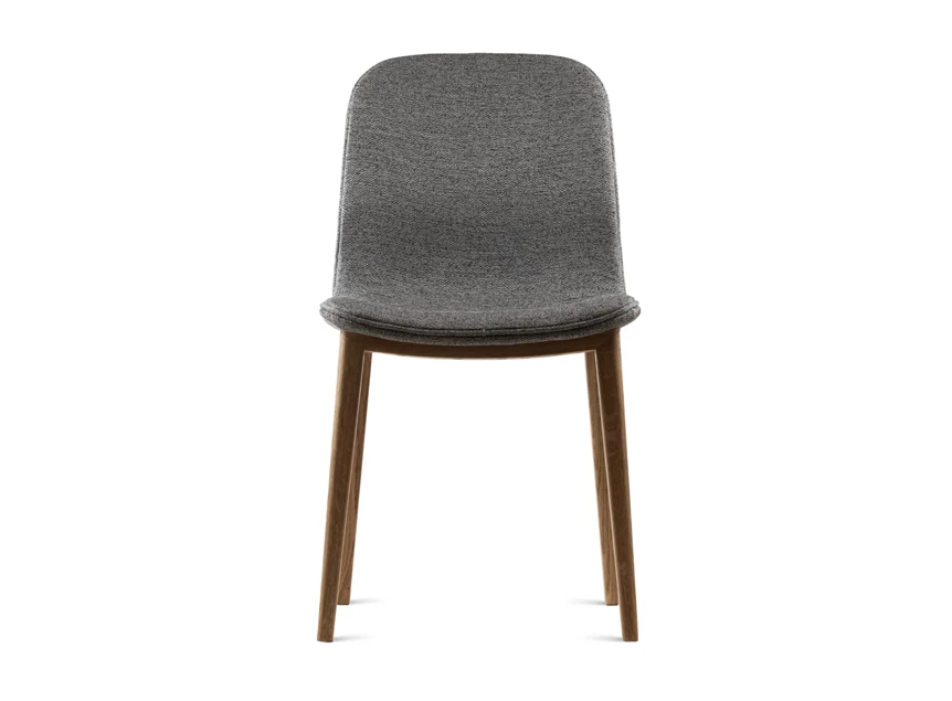 Front Eetkamerstoel Calma massief hout eik natuur stof grijs Estetica Home