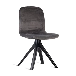 Eetkamerstoel Azzar stof velvet grijs onderstel beuk zwart Estetica Home
