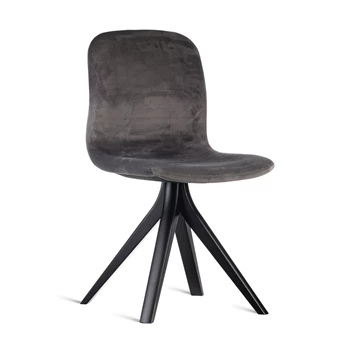 Eetkamerstoel Azzar stof velvet grijs onderstel beuk zwart Estetica Home