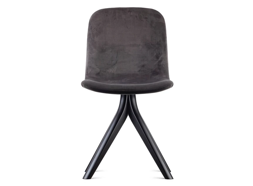 Front Eetkamerstoel Azzar stof velvet grijs onderstel beuk zwart Estetica Home
