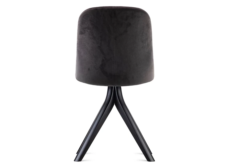 Achterkant Eetkamerstoel Azzar stof velvet grijs onderstel beuk zwart Estetica Home