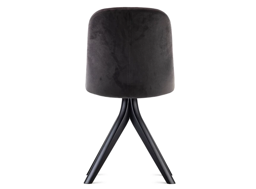 Achterkant Eetkamerstoel Azzar stof velvet grijs onderstel beuk zwart Estetica Home