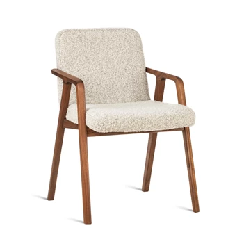 Armstoel Avanti massief hout Amerikaans noot stof beige Estetica Home